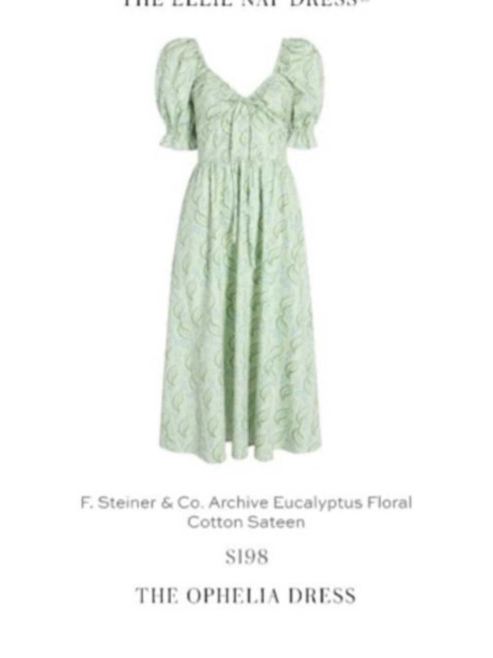 Hill House Ophelia Dress in Artist's Edition: F. Steiner & Co. Eucalyptus Floral - Picture 9 of 16